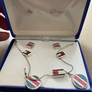 Tommy Hilfiger Sterling earring and necklace set